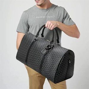 Men's Travel Duffel Bag Leather Large Capacity Weekend Luggage Tote Bag